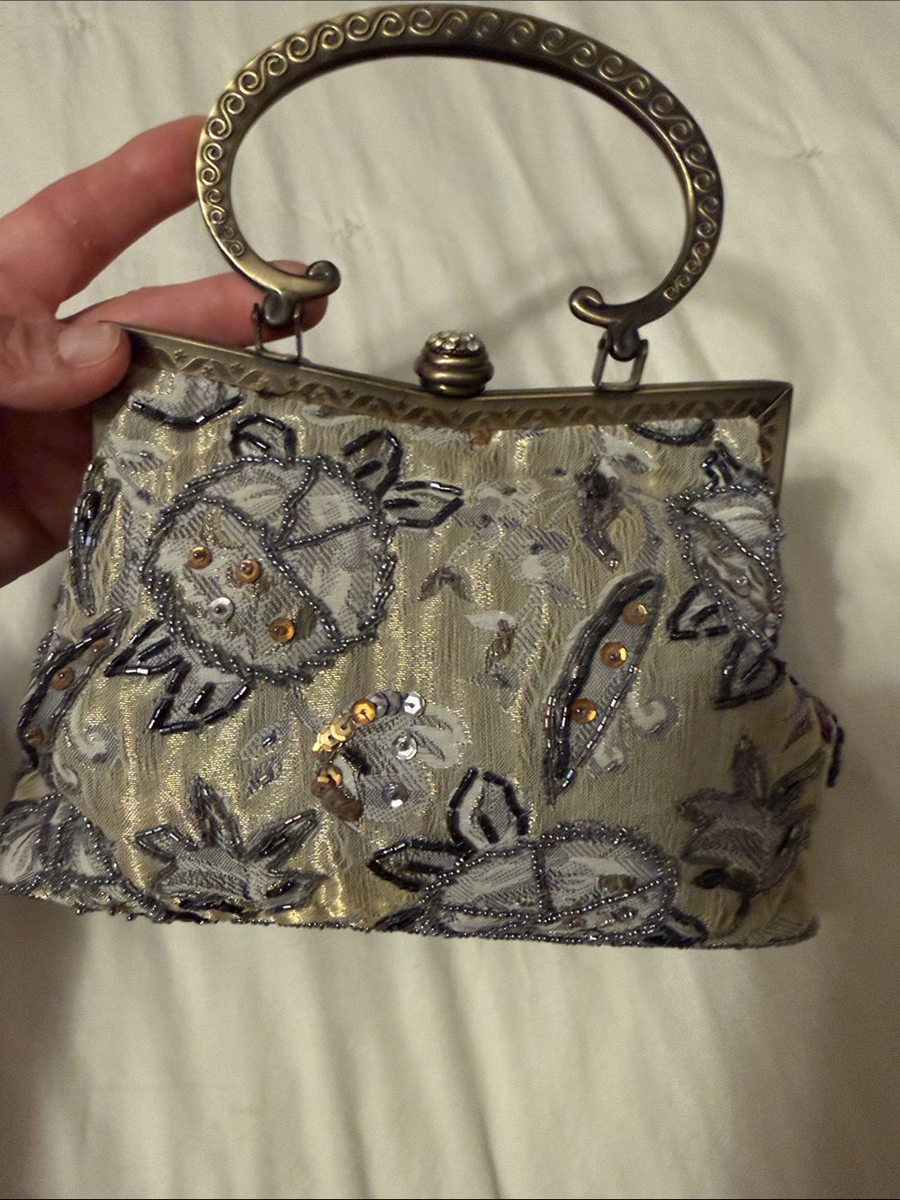 Vintage tapestry and beaded bag - Picture 4 of 11